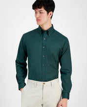 Club Room Mens Regular fit Dress Shirt XXL 18 in 36-37 Dark Green Solid
