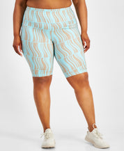 ID Ideology Womens Regular fit Athletic Compression Shorts 1X Blue Geometric