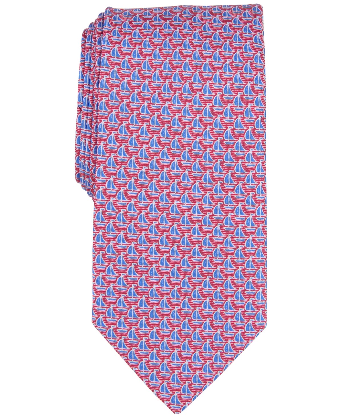 Club Room Mens Regular fit Tie Necktie One Size Red Blue Sailboats
