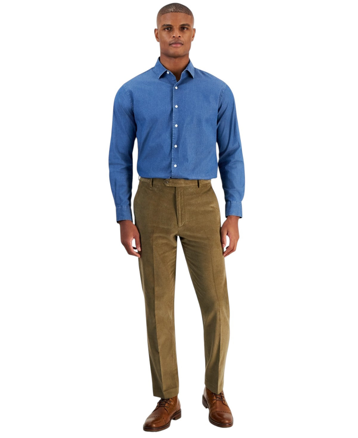 Tommy Hilfiger Mens Modern fit Cotton Dress Pants Corduroy 36 / 30 Brown Solid