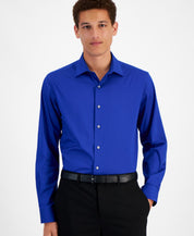 Alfani Mens Slim fit Dress Shirt L 16-16.5 32-33 Royal Blue Solid