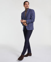 Michael Kors Mens Classic fit Sport Coat Blazer 44 R Navy Blue Plaid Stretch
