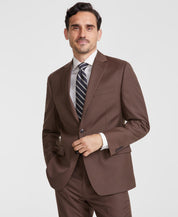 Michael Kors Mens Classic fit Suit Jacket Blazer 48 L Brown Solid Stretch Wool