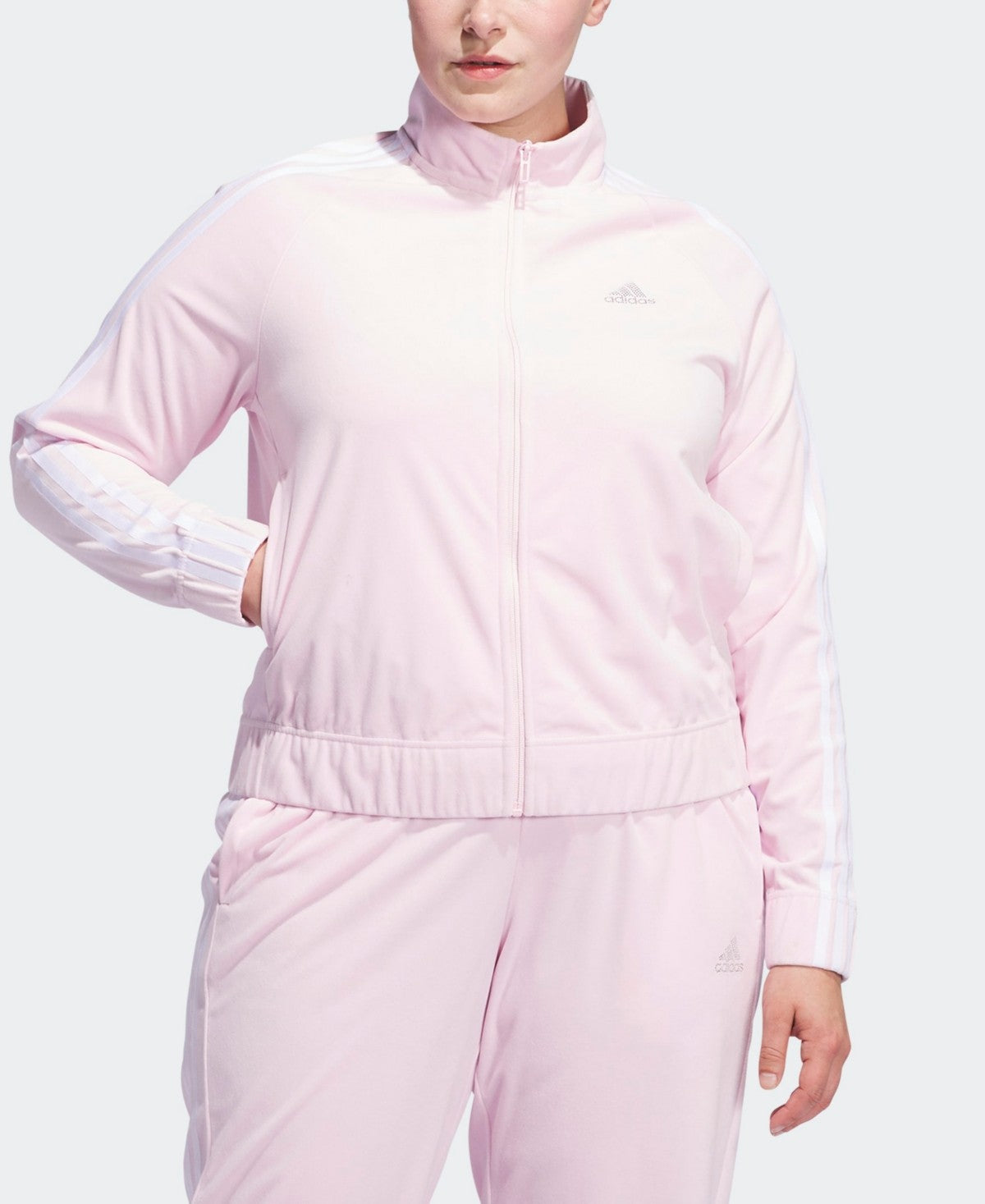 Adidas Womens Plus Size Y2K Glam Velour Track Jacket Jacket Bright Pink  XXXXL