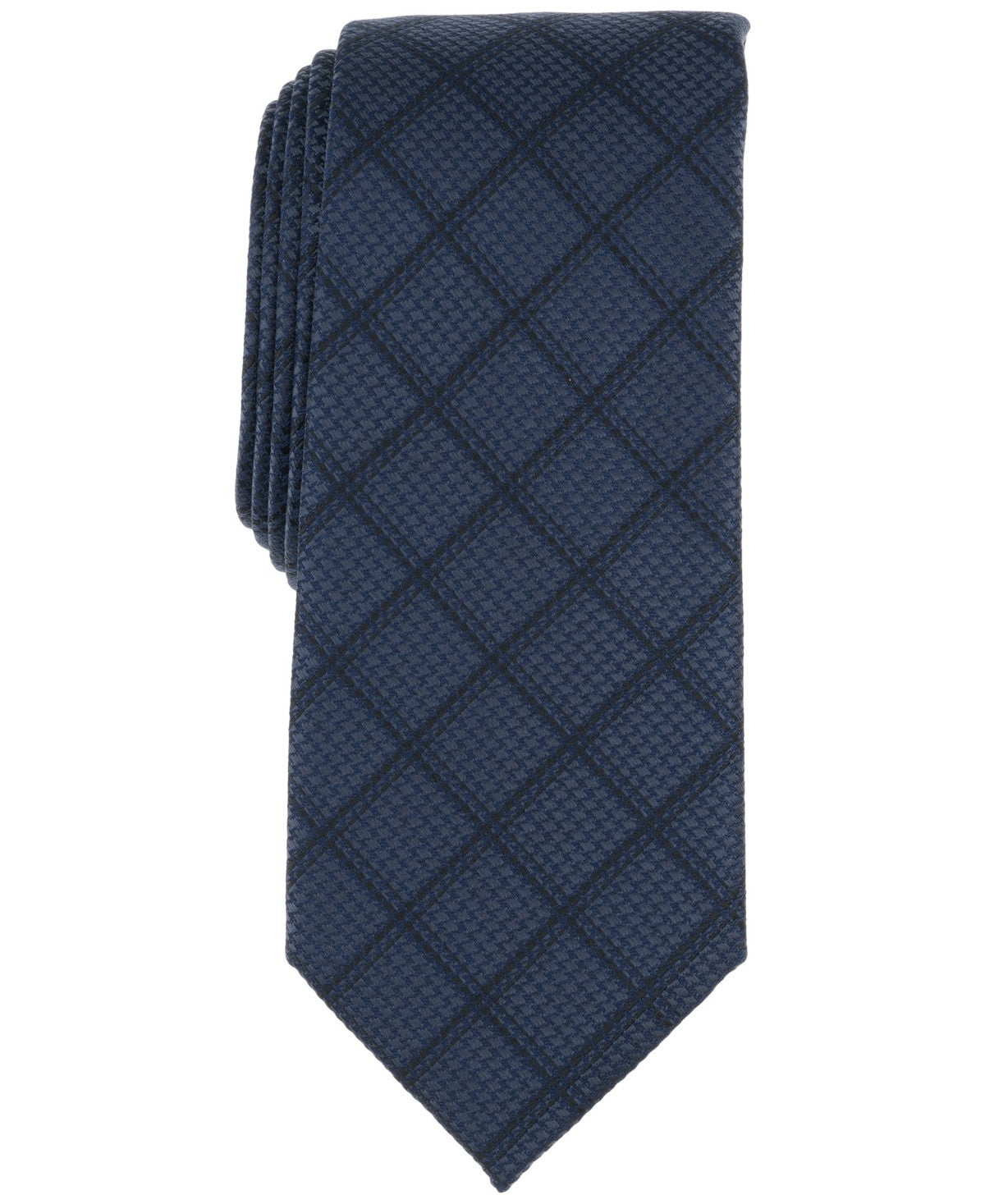 Alfani Mens May Grid Neck Tie Navy Blue