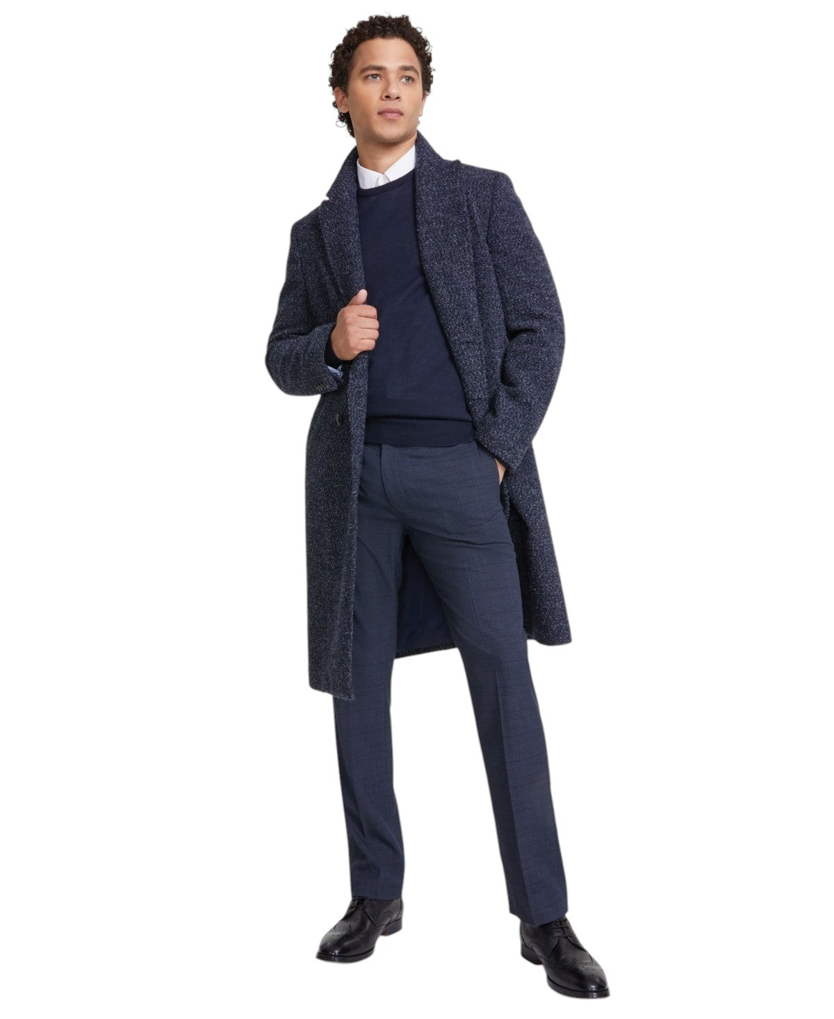 Tommy Hilfiger Mens Modern fit Overcoat Coat 36 S Blue Solid