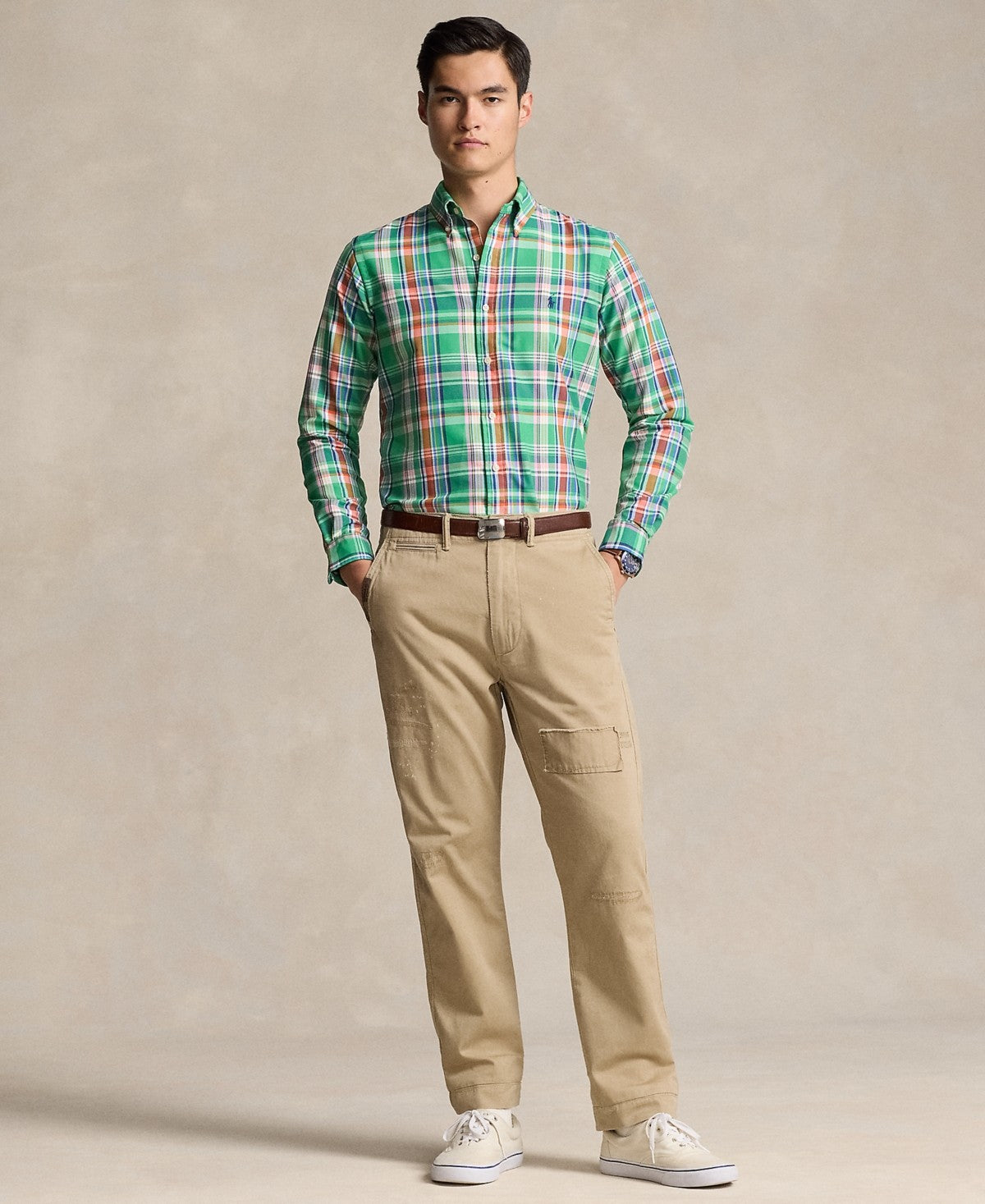 Polo Ralph Lauren Men's Classic-Fit Performance Oxford Shirt Green Blue XXL