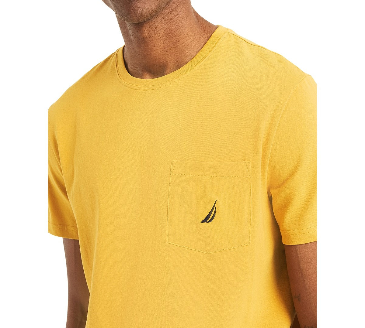 Nautica Men Regular fit Short Sleeve T-Shirt Shirt Large Yellow Solid