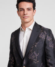 Tallia Mens Slim fit Sport Coat Blazer 42 S Charcoal Grey Gold Floral