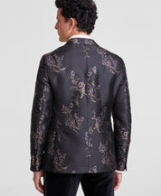 Tallia Men's Slim-Fit Floral Jacquard Blazer Sport Coat 44L Black Gold