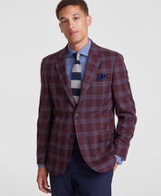 Nautica Mens Modern fit Sport Coat Blazer 38 S Berry Red Plaid