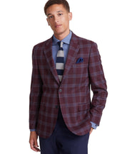 Nautica Mens Modern fit Sport Coat Blazer 38 S Berry Red Plaid