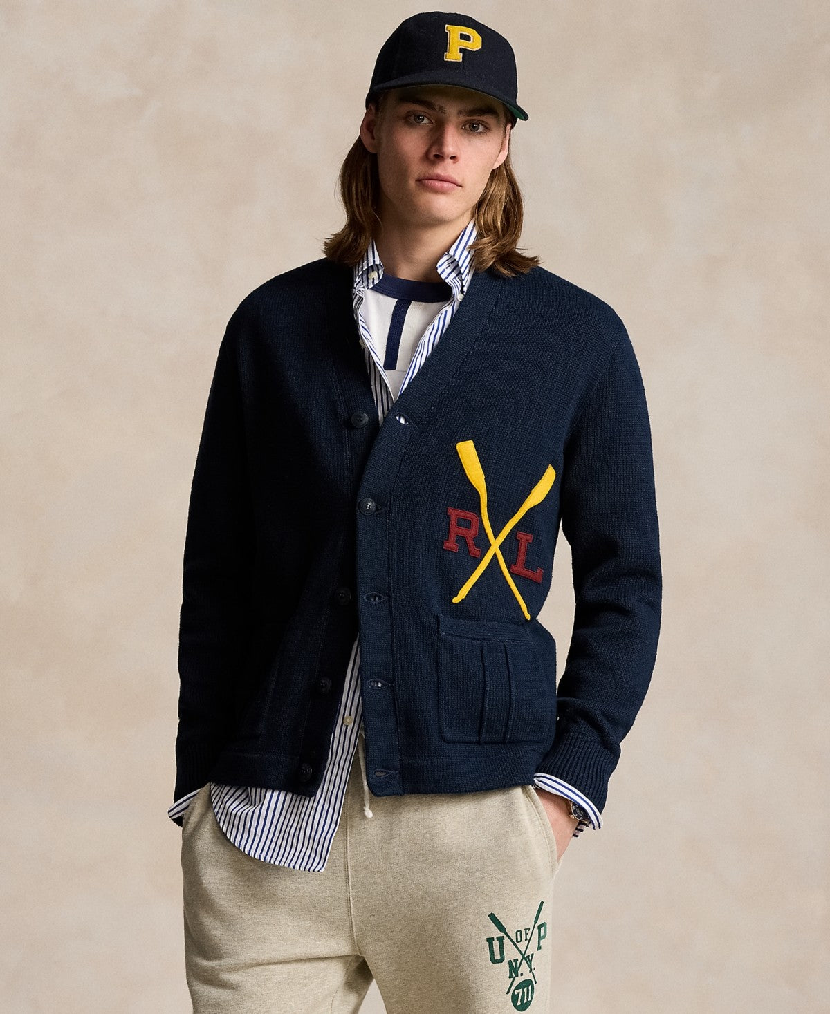 Polo Ralph Lauren Men Classic fit V-Neck Cardigan Sweater Large Blue