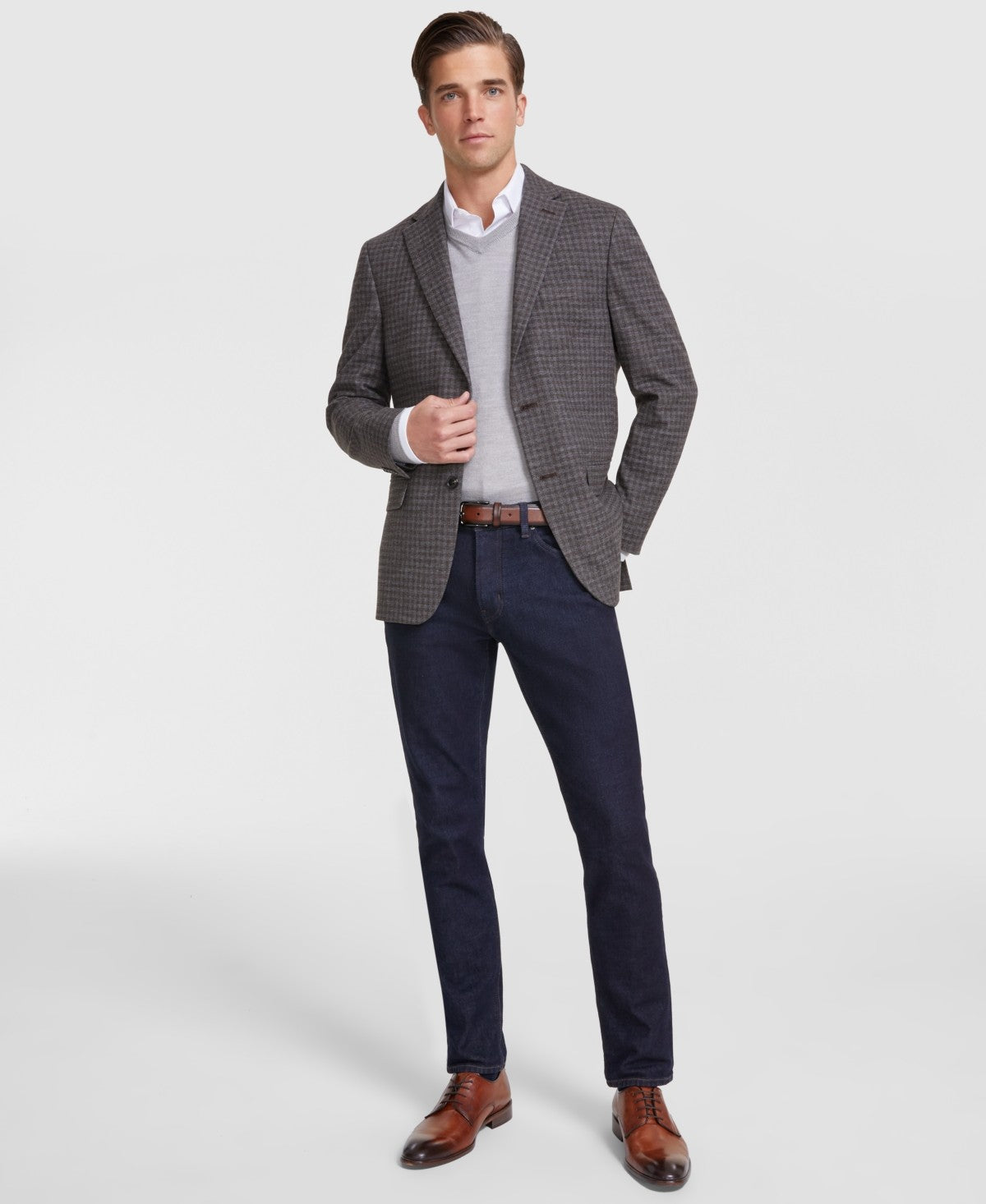 Tommy Hilfiger Mens Modern fit Sport Coat Blazer 44 R Brown Grey Check