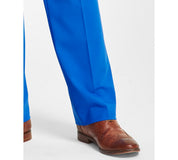 Tayion Collection Mens Classic fit Dress Pants 46 / 32 Blue Solid
