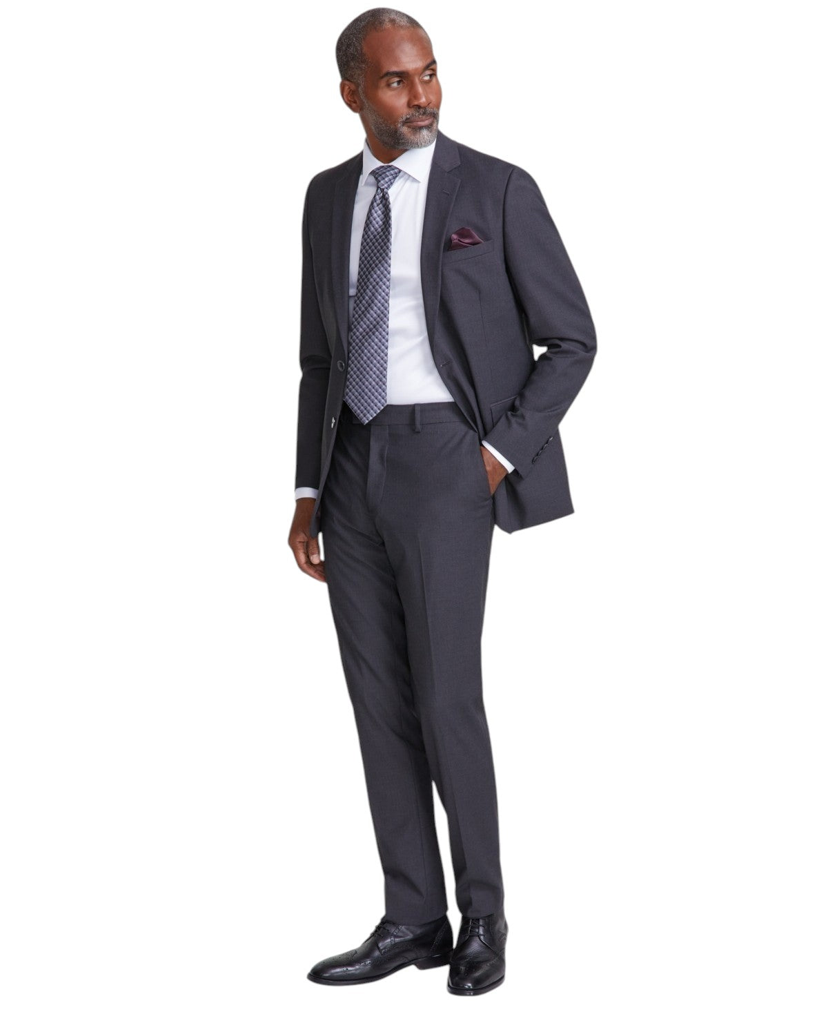 Nick Graham Mens Slim 2 Piece Suit 36 S / 29 Waist Grey / Red Striped Stretch