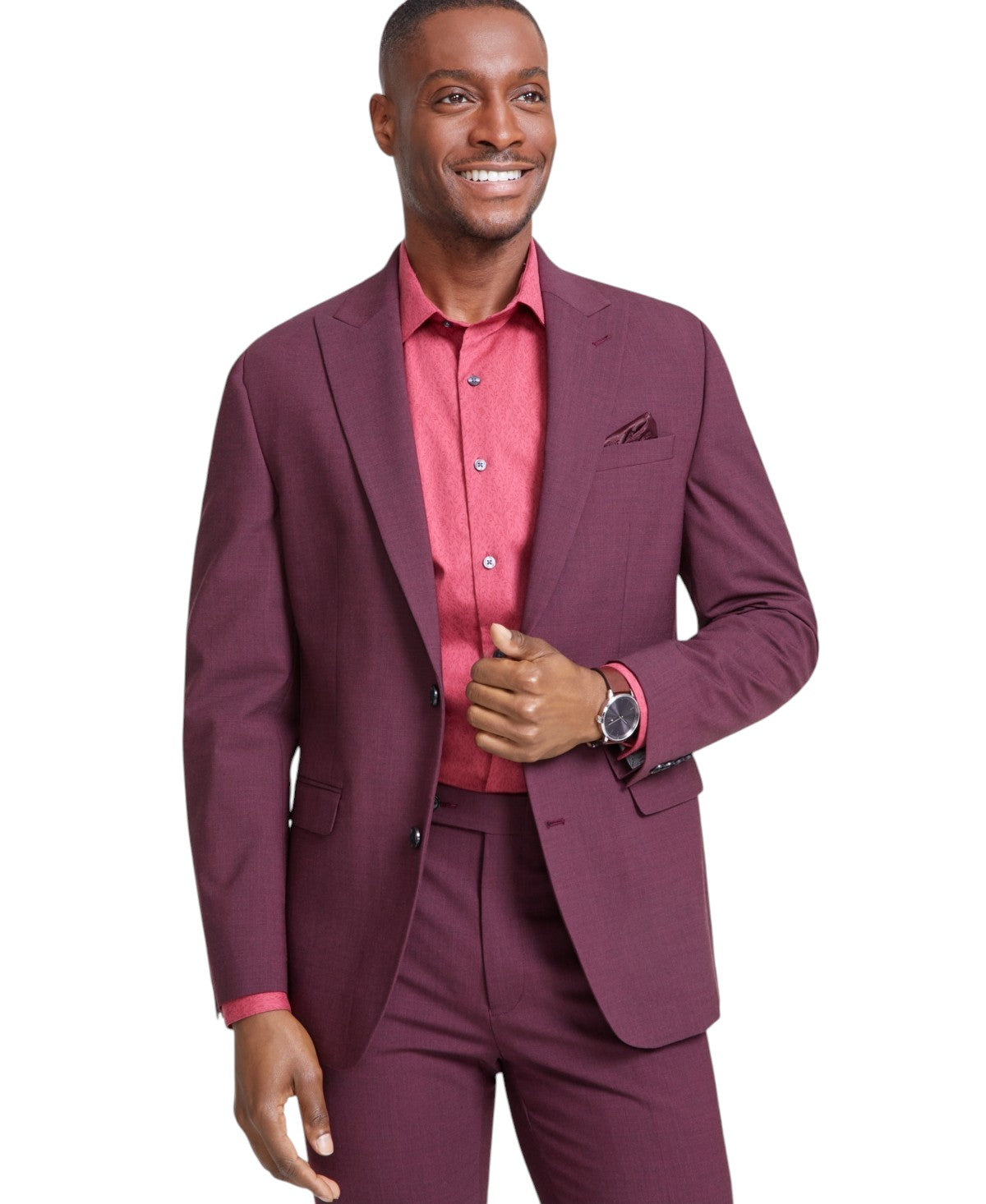 Bar Iii Mens Skinny fit Suit Jacket Blazer 36 R Berry Red Solid Wool