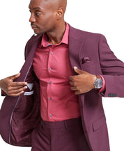 Bar Iii Mens Skinny fit Suit Jacket Blazer 36 R Berry Red Solid Wool