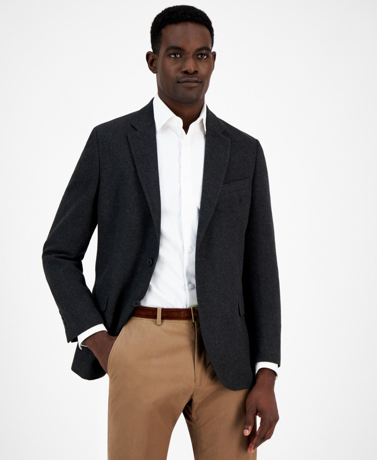 Nautica Mens Modern fit Sport Coat Blazer 44 R Dark Grey Solid Stretch