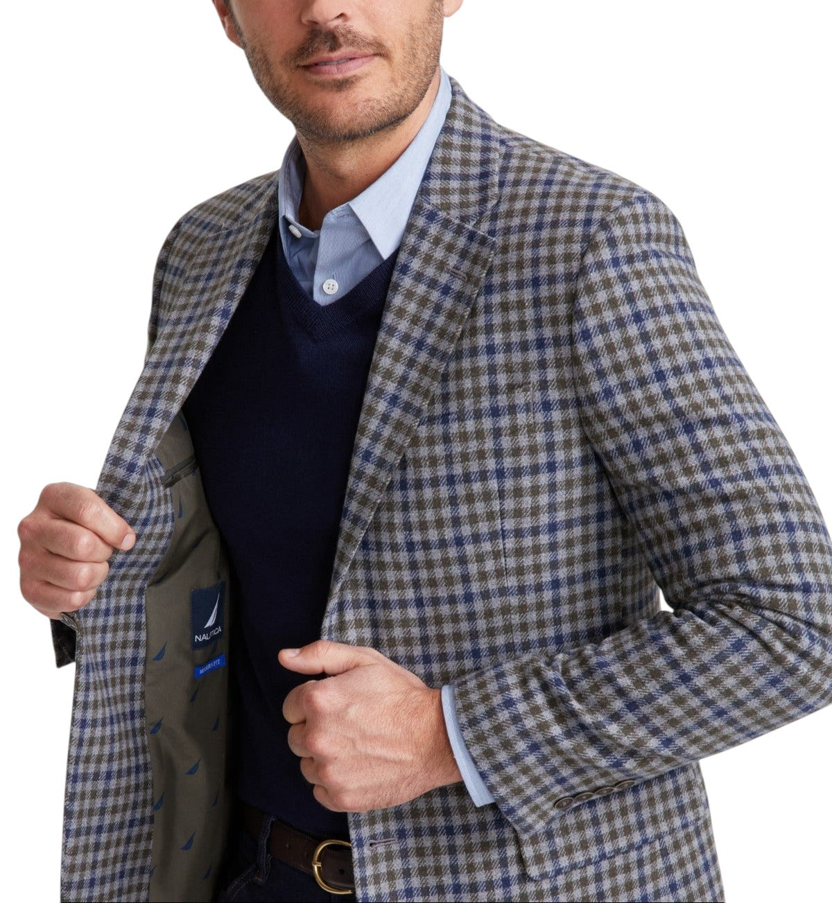 Nautica Mens Modern fit Sport Coat Blazer 40 S Grey Check