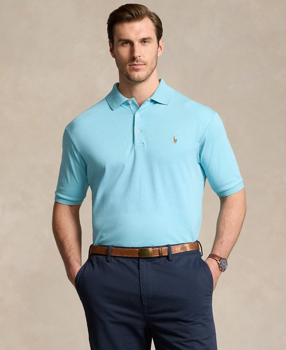 Polo Ralph Lauren Mens Regular fit Short Sleeve Polo Shirt 2XLT Blue Solid