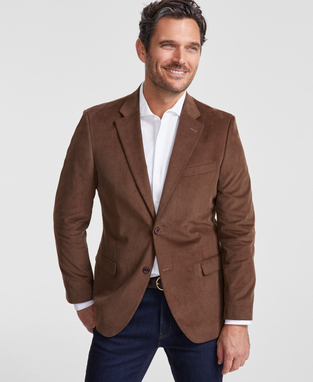 Nautica Mens Modern fit Corduroy Sport Coat Blazer 36 R Brown Solid Stretch