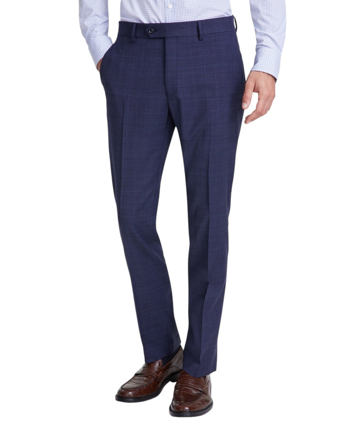 Tommy Hilfiger Mens Modern fit Dress Pants 30 / 32 Blue Plaid Stretch Wool