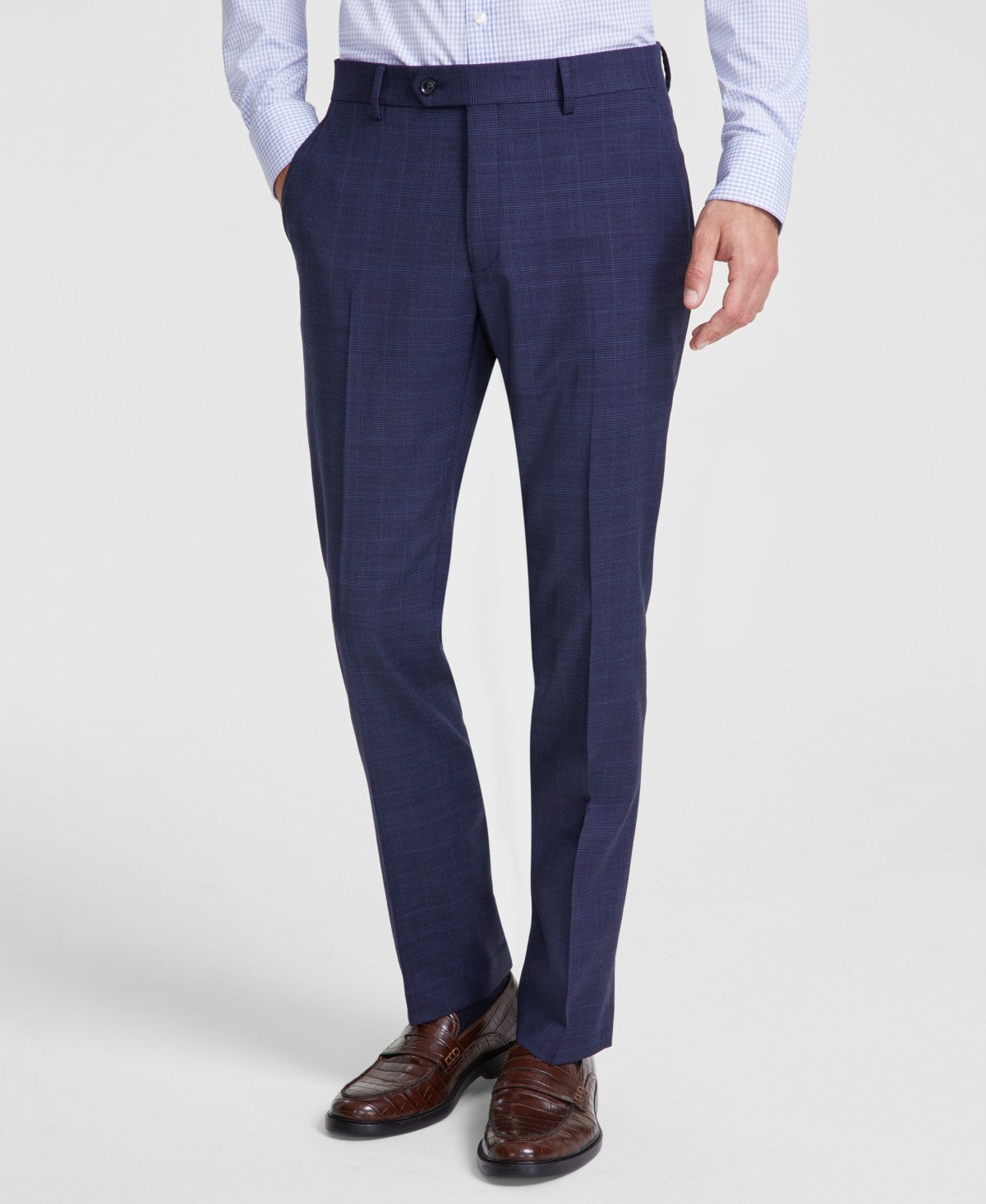 Tommy Hilfiger Mens Modern fit Dress Pants 30 / 32 Blue Plaid Stretch Wool