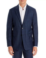 Theory Chambers Prestige Plaid Slim Fit Suit Jacket 38R Navy Blue