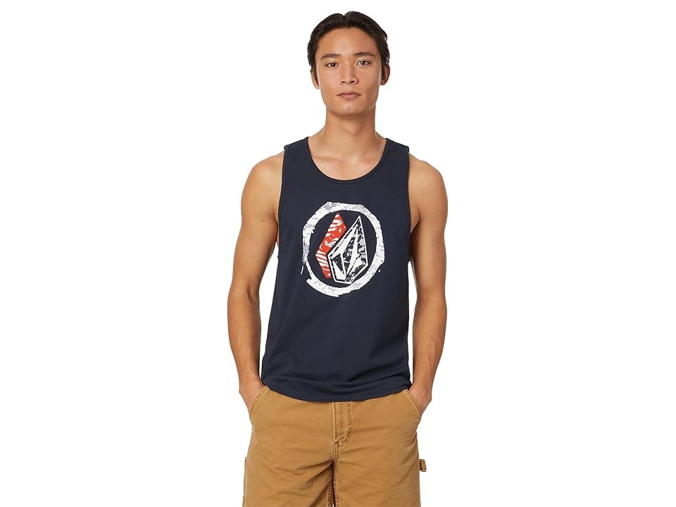 Volcom Mens Regular fit Sleeveless Graphic Tank Top Shirt Medium Blue Solid