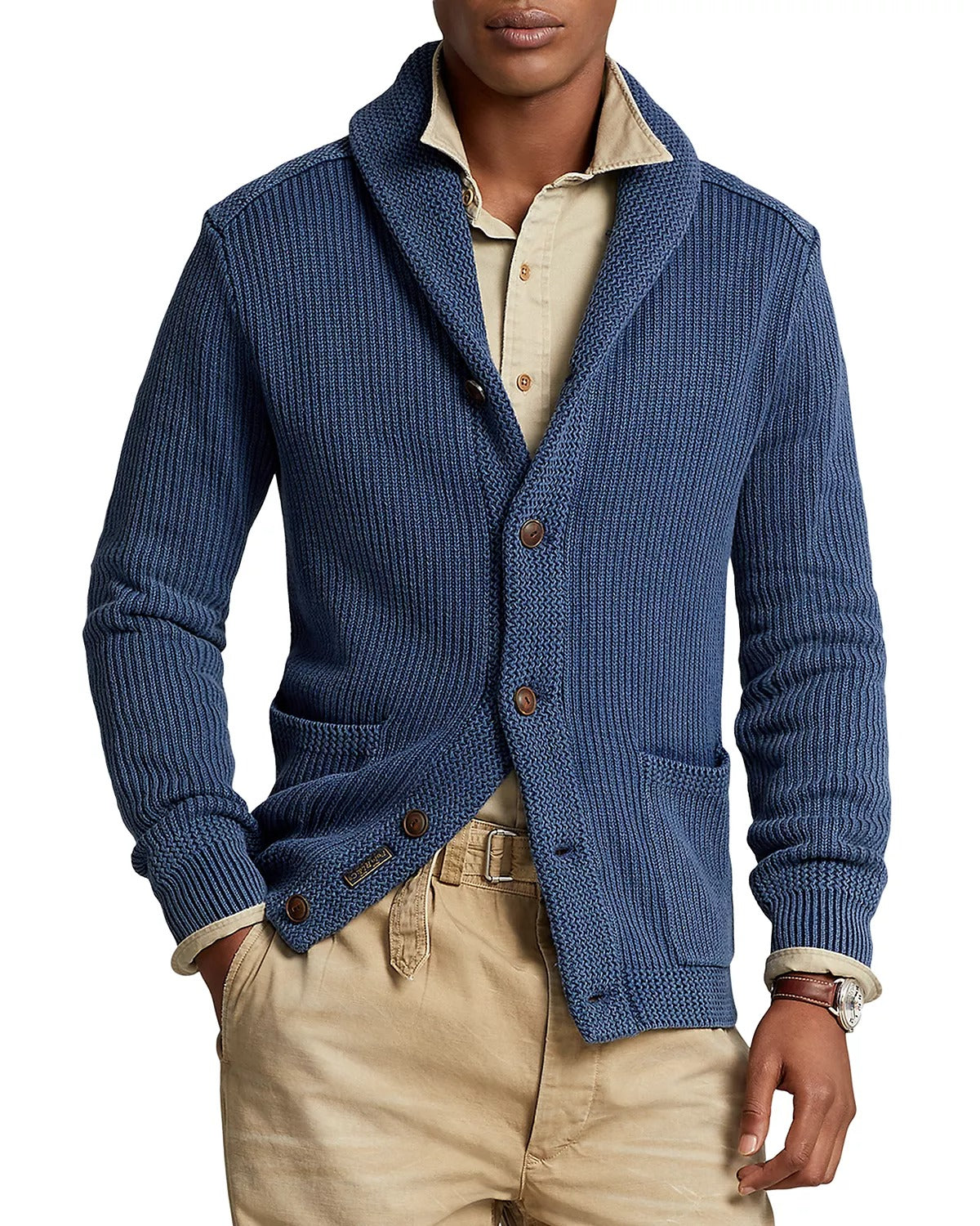 Polo Ralph Lauren Cotton Shawl Collar Cardigan Sweater Medium Blue