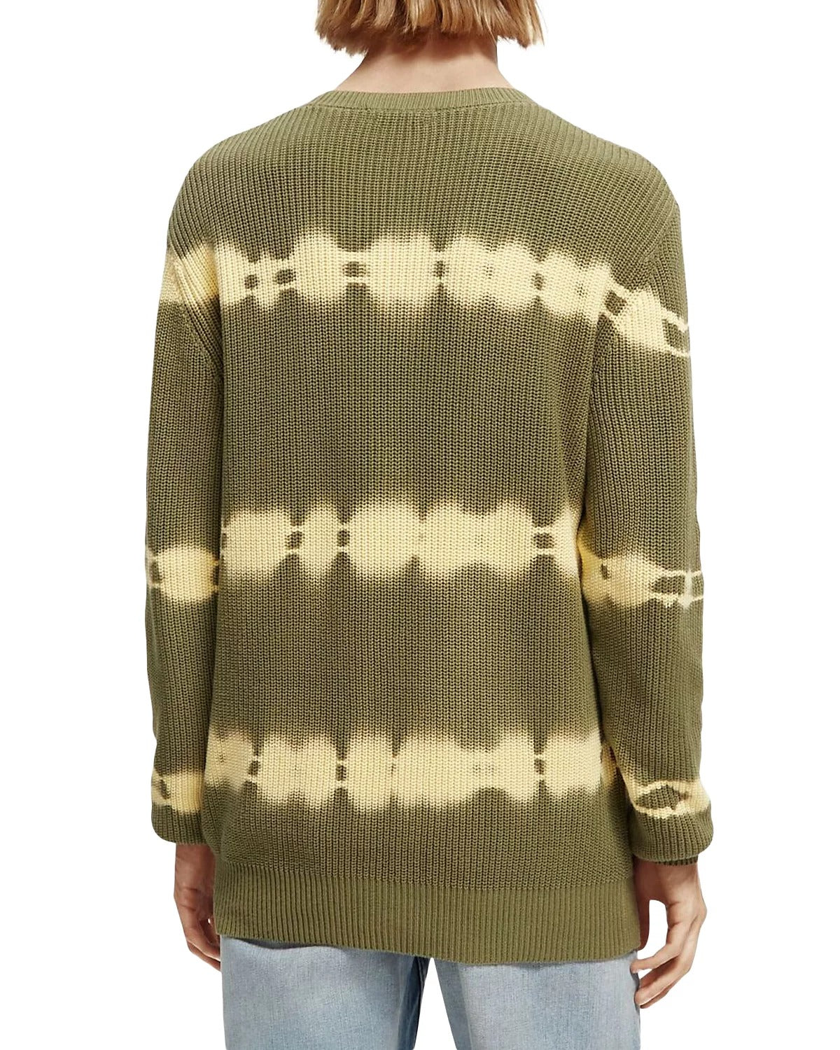 Scotch & Soda Chunky Tie Dye Crewneck Sweater Medium Green Yellow
