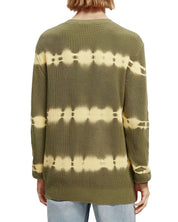 Scotch & Soda Chunky Tie Dye Crewneck Sweater Medium Green Yellow