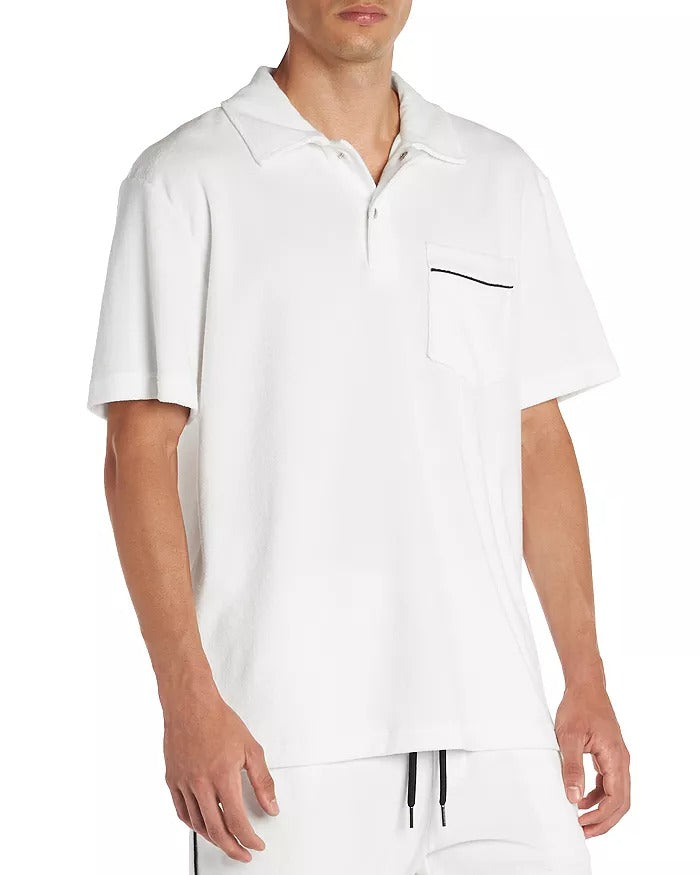 Moncler Mens Ramsey Short Sleeve Pocket Polo Shirt Small White