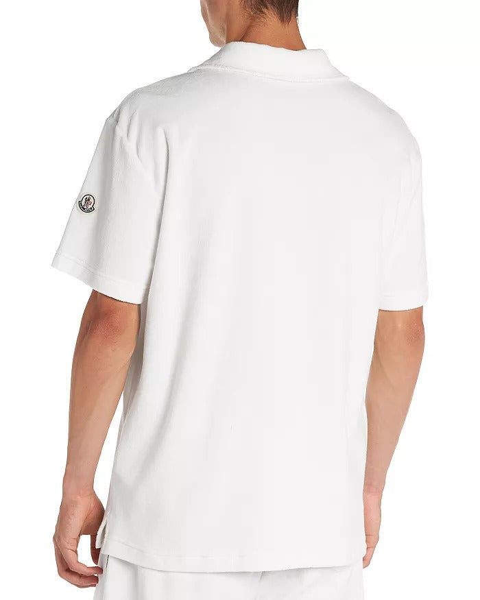 Moncler Mens Ramsey Short Sleeve Pocket Polo Shirt Small White