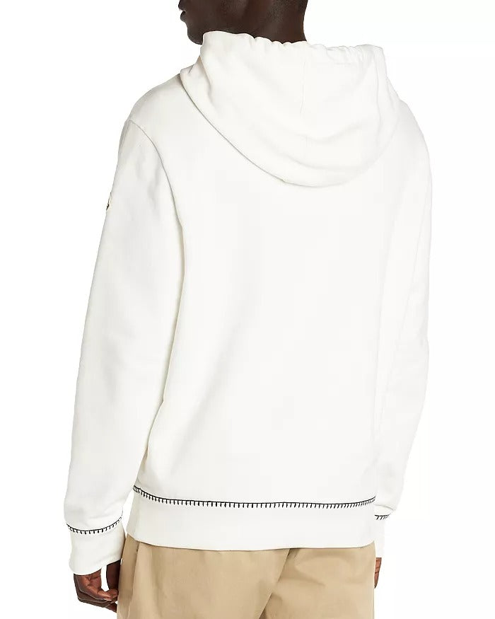 Moncler Mens Logo Pullover Hoodie Sweatshirt Small White