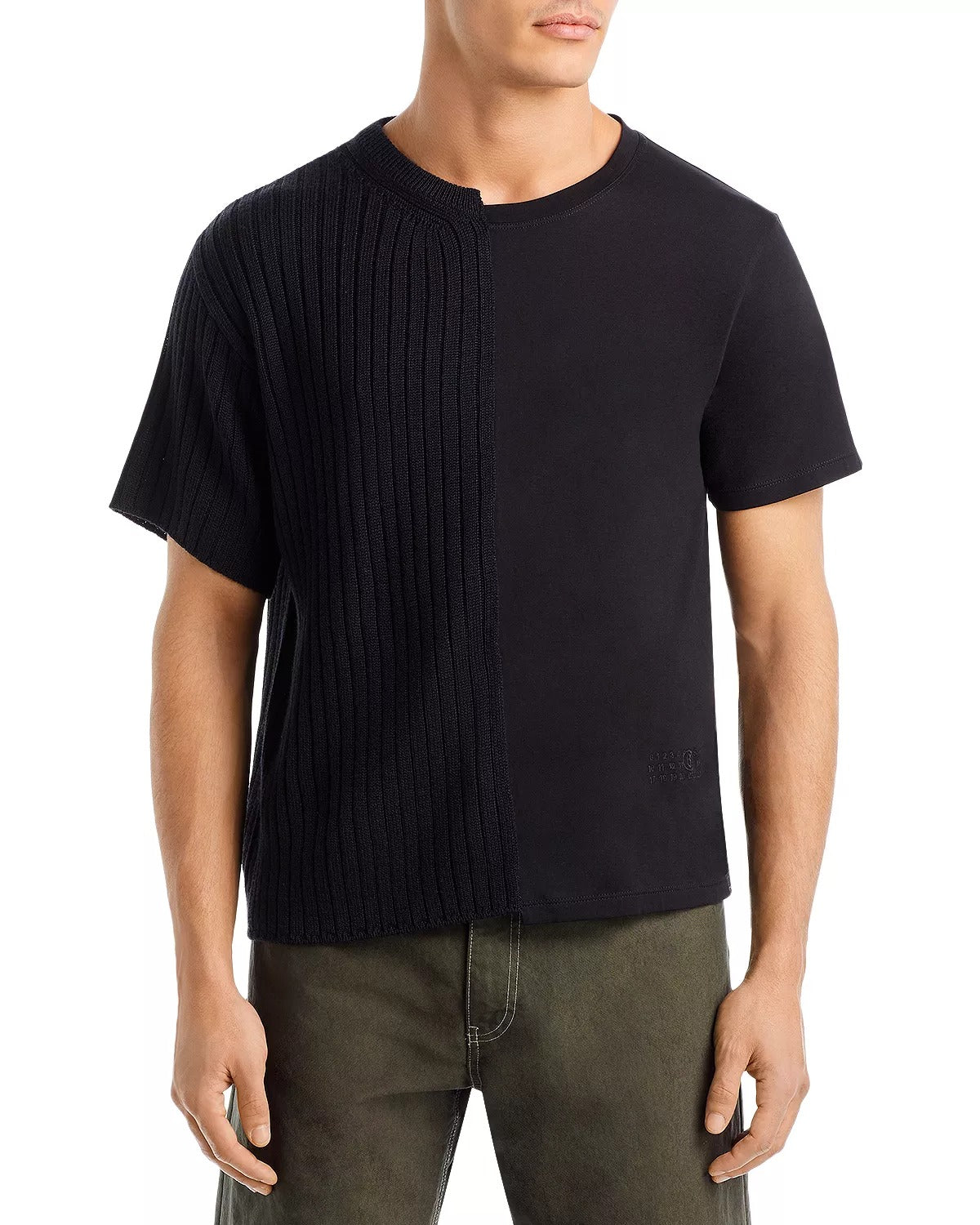 MM6 Maison Margiela Mens Short Sleeve Crewneck Sweater Small Black Wool Blend