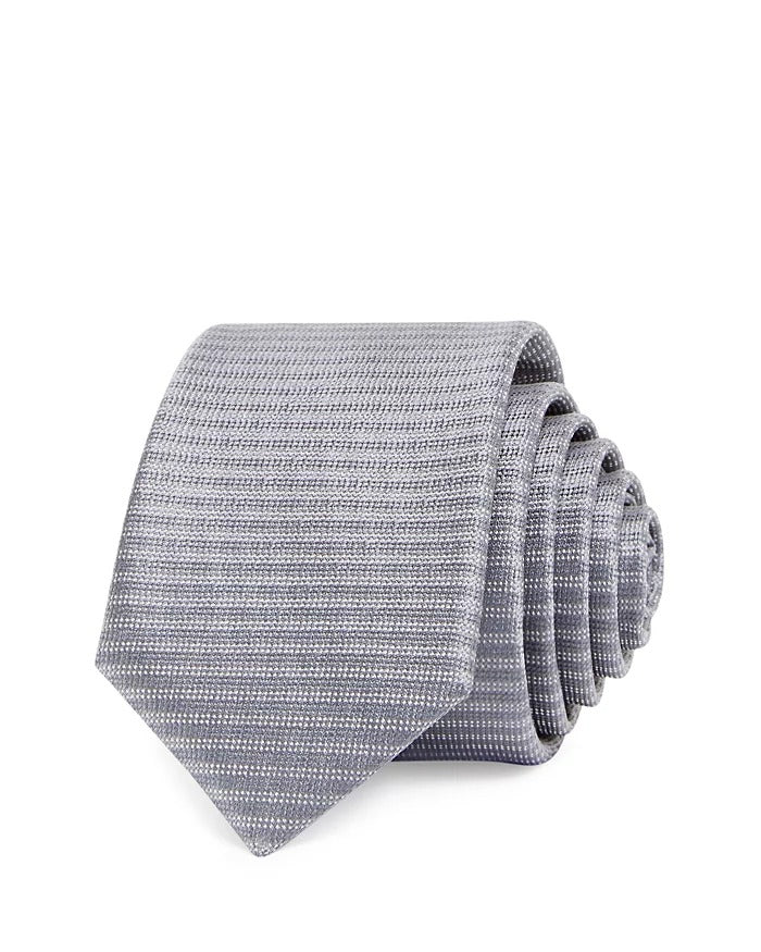 The Men's Store Bloomingdale's Grey Striped Necktie Silver Tie