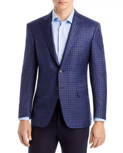 Canali Siena Tonal Check Classic Fit Sport Coat EU 48R US 38R Navy Blue Blazer