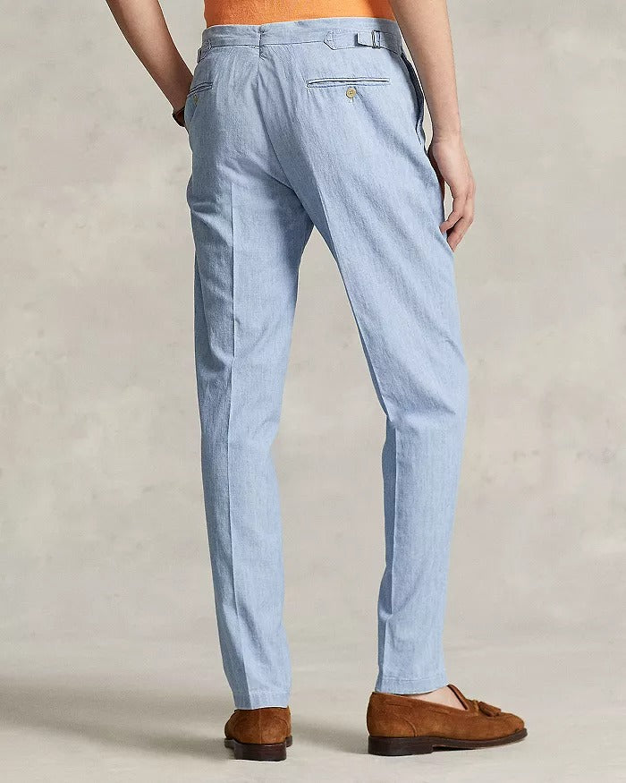 Polo Ralph Lauren Mens Chambray Suit Dress Pants Light Blue  36 x 33