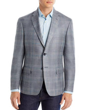 The Men's Store Tonal Plaid Regular Fit Sport Coat 38R Light Grey / Blue