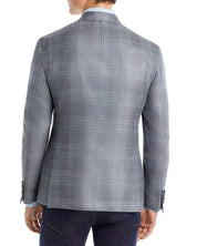 The Men's Store Tonal Plaid Regular Fit Sport Coat 38R Light Grey / Blue