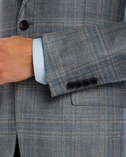 The Men's Store Tonal Plaid Regular Fit Sport Coat 38R Light Grey / Blue