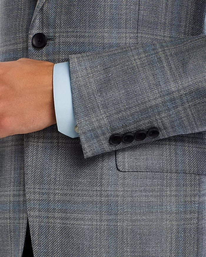 The Men's Store Mens Tonal Plaid Regular Fit Sport Coat Blazer Grey Multi  40R