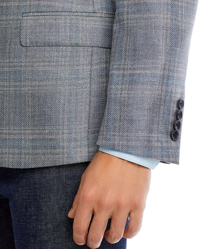 The Men's Store Tonal Plaid Regular Fit Sport Coat 38R Light Grey / Blue
