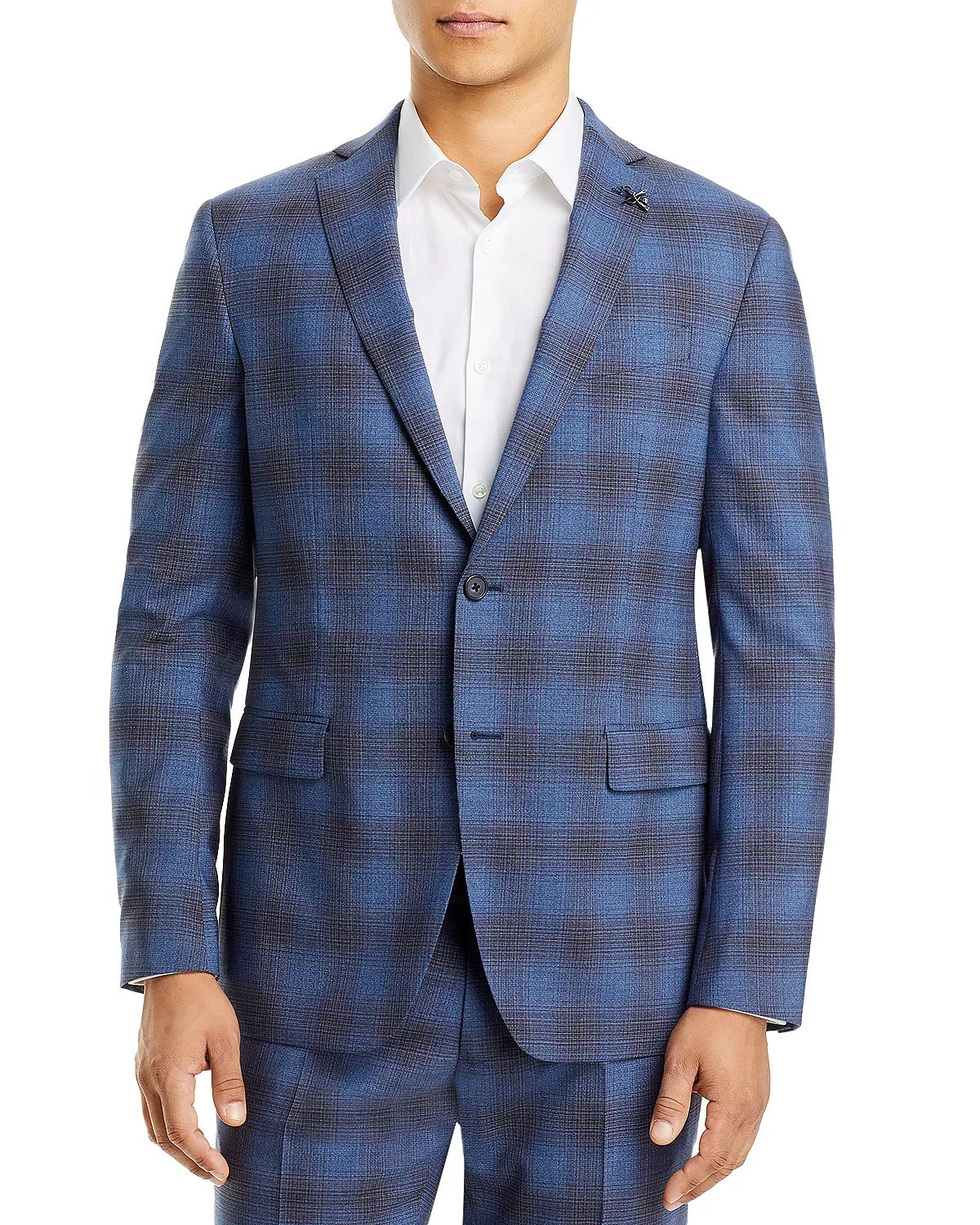John Varvatos Star Usa Bleecker Slim Fit Plaid Sport Coat Blazer  Blue 40R