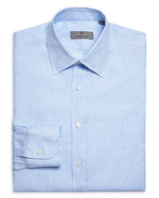 Canali Mens Modern Fit Linen Button Down Shirt Small Light Blue