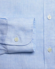 Canali Mens Modern Fit Linen Button Down Shirt Small Light Blue