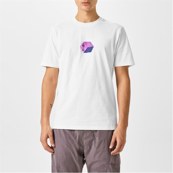 CP Company Mens Regular Fit Short Sleeve T Shirt Logo Graphic Small White