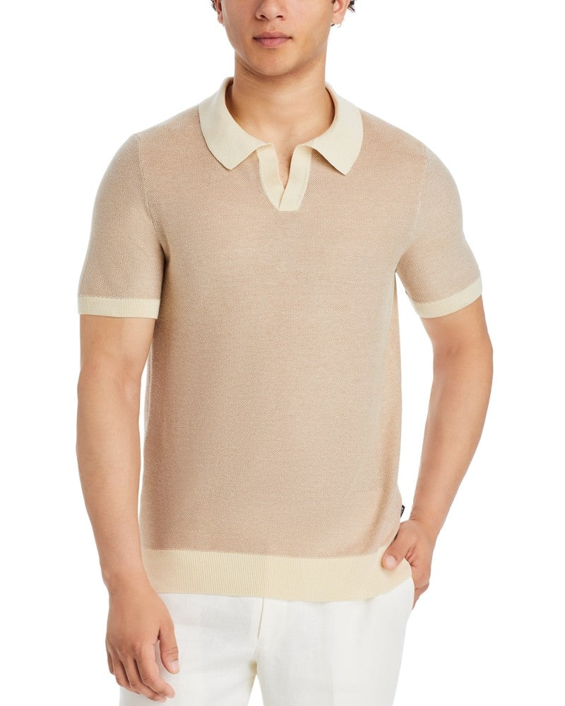 Hugo Boss Mens Tempio Cotton Short Sleeve Polo Sweater Beige 2XL